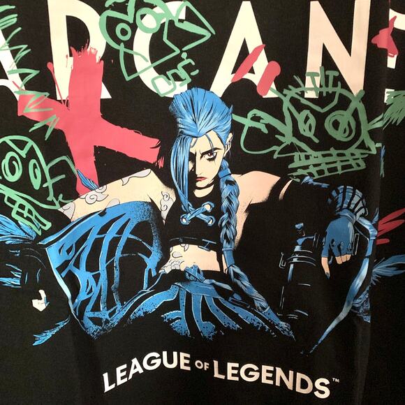 Uniqlo x Riot League of Legends Arcane Jinx Graphic T-shirt in Black - Picture 5 of 9